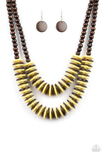 Load image into Gallery viewer, Dominican Disco Wooden Necklace Yellow

