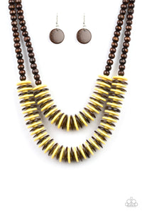 Dominican Disco Wooden Necklace Yellow